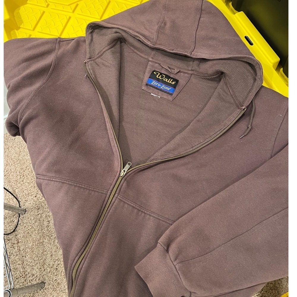 Walls Zero Zone Vintage Brown Thermal Lined Full Zip Workwear Hoodie Jacket - Picture 1 of 6